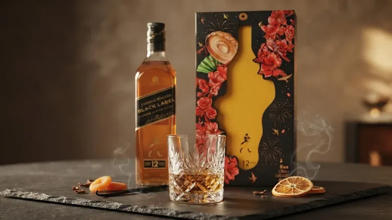 Ly Black Label 12 năm bên trái cây khô, vani và vỏ cam