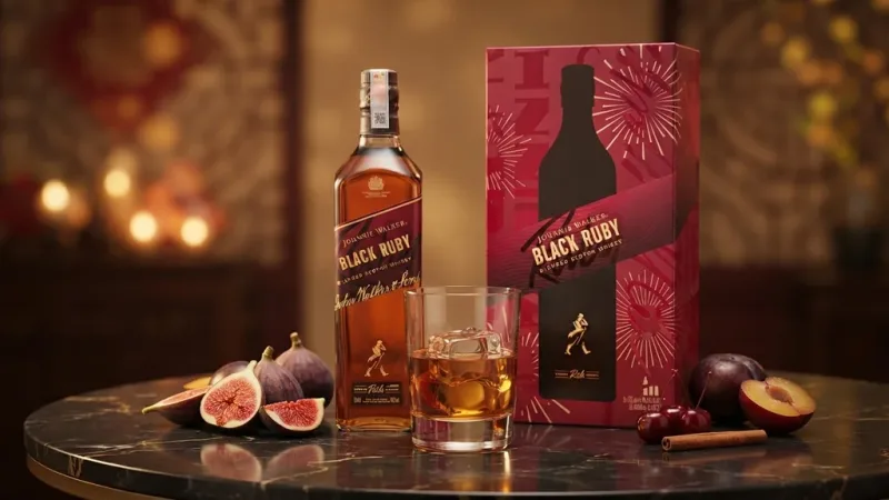 Ly Johnnie Walker Black Ruby bên sung, mận và anh đào