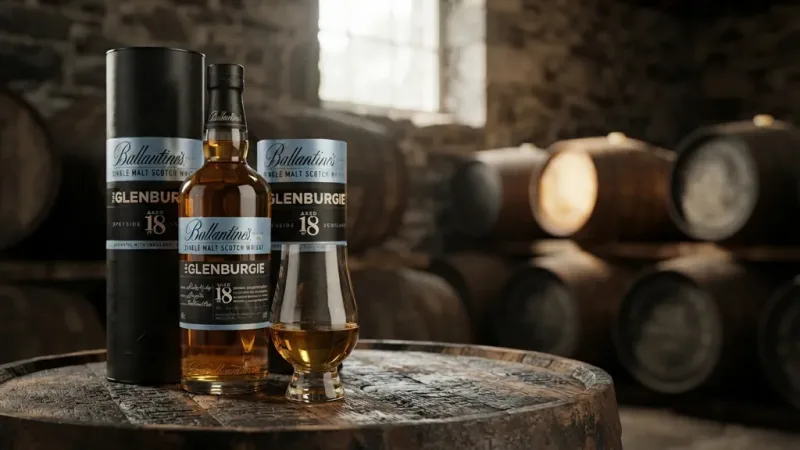 Rượu Ballantine's Glenburgie 18 năm 700ML bên ống quà màu đen