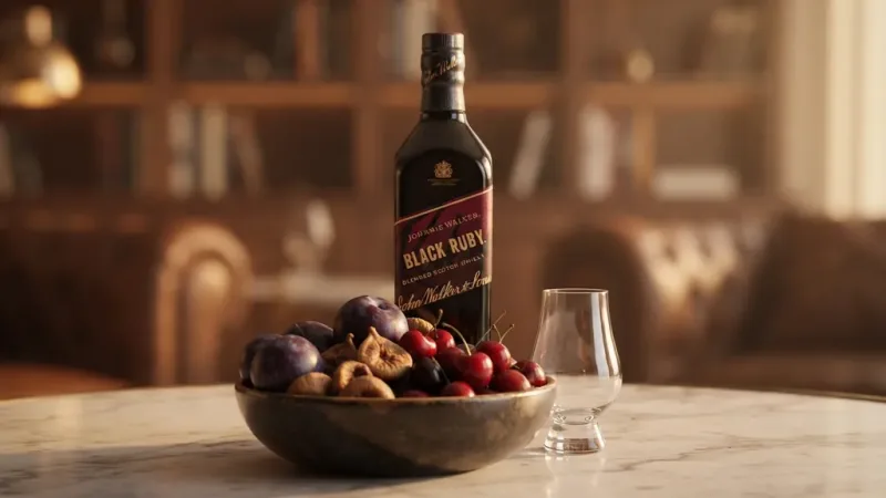 Johnnie Walker Black Ruby bên mận, sung và anh đào