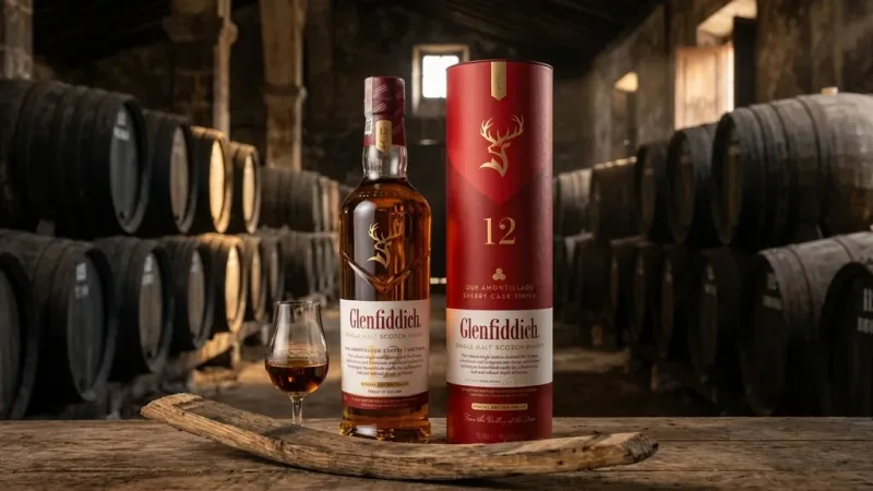 Rượu Glenfiddich 12 Amontillado 700ML giữa hầm thùng sherry ở Jerez
