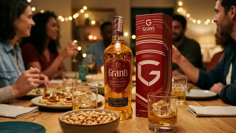 Rượu Grant's Triple Wood 700ML trên bàn tiệc bạn bè