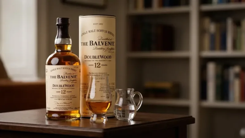 Ly tulip Balvenie 12 năm uống nguyên chất cùng bình nước nhỏ