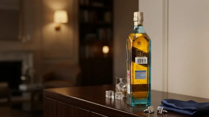 Mặt sau chai Johnnie Walker Blue Label 750ml