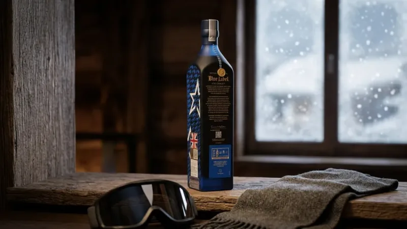 Mặt sau chai Johnnie Walker Blue Label Ice Chalet