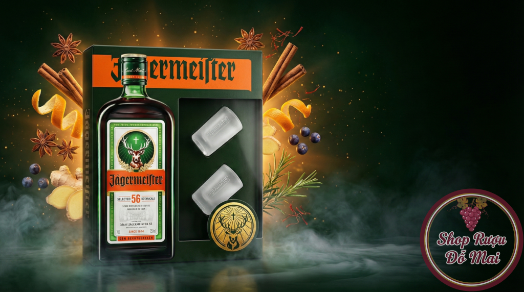Hương vị 56 thảo mộc trong Hộp quà Jagermeister 700ml kèm ly shot