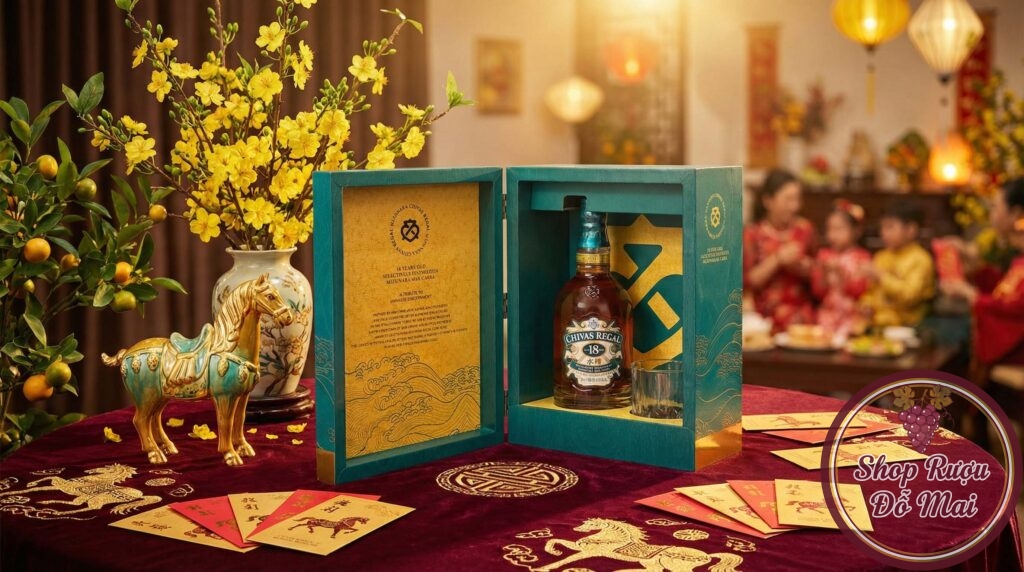 Chivas 18 Mizunara Quà Biếu Tết 2026 - Món Quà Sang Trọng Năm Bính Ngọ