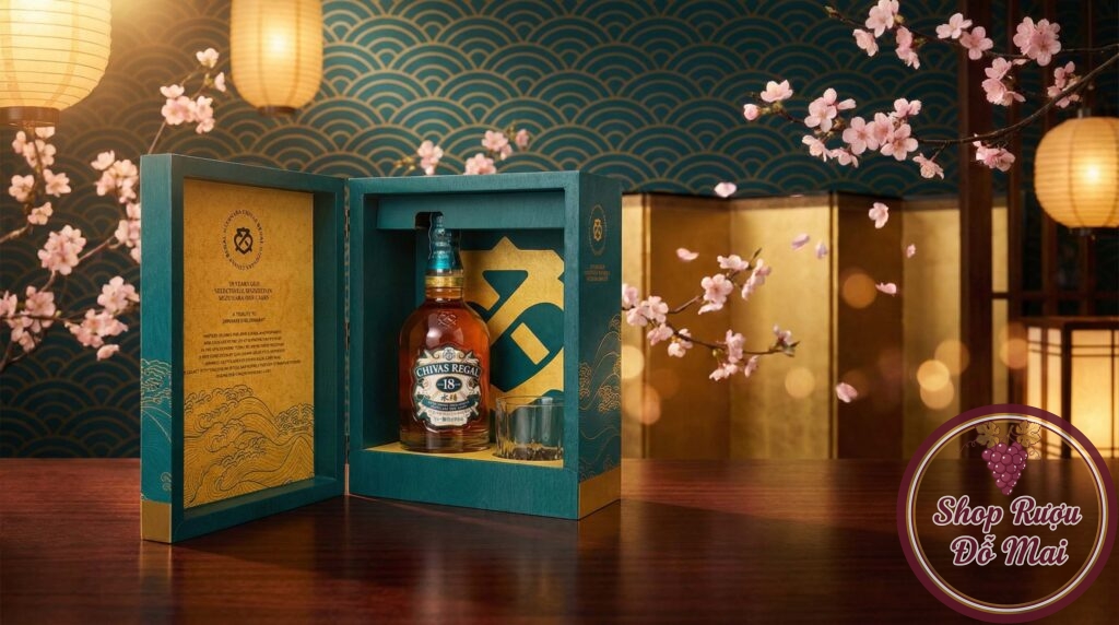 Rượu Chivas 18 Mizunara Hộp Quà Tết 2026 - Tinh Hoa Nhật Bản Đón Xuân Bính Ngọ