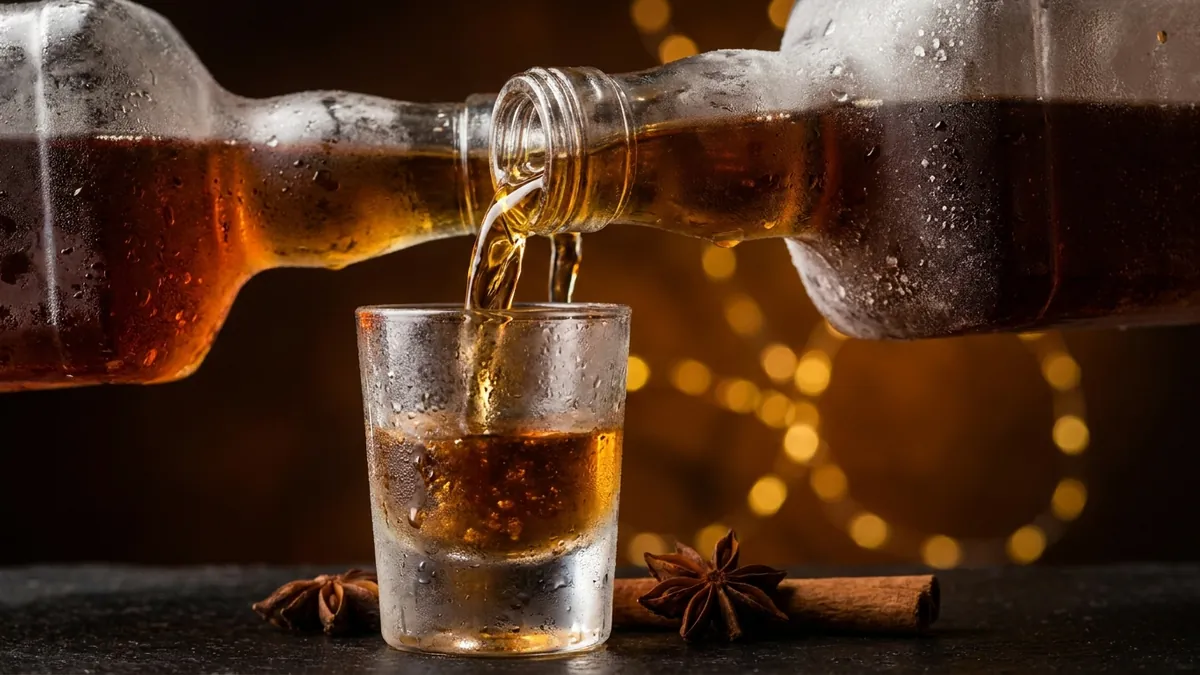 Rót rượu Jagermeister ướp lạnh sánh mịn ra ly shot phủ sương