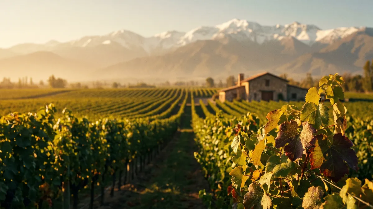 Vườn nho Cabernet Sauvignon tại Chile dưới nắng vàng cho rượu vang đỏ chất lượng