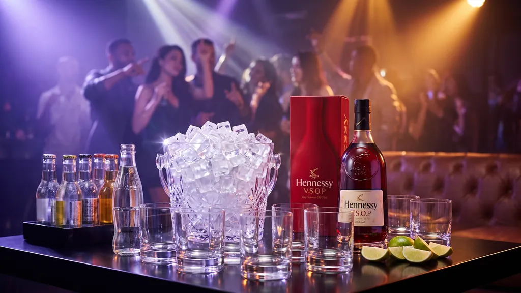 Hennessy VSOP 1.5 Lít phục vụ bàn tại quầy bar cùng xô đá vuông
