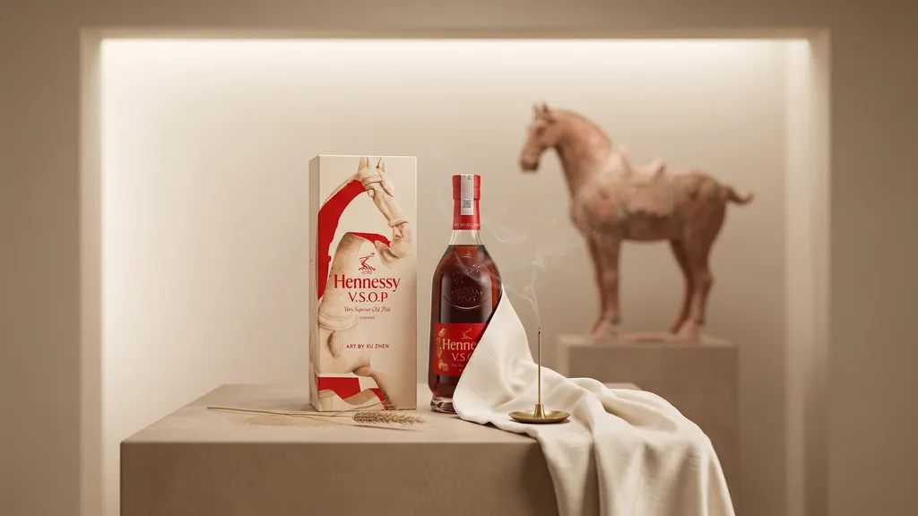 Rượu Hennessy VSOP Limited Edition Năm Ngựa 700ML trưng trong không gian nghệ thuật tối giản