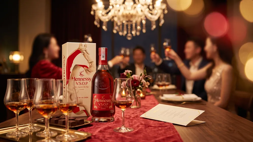 Rượu Hennessy VSOP Năm Ngựa 700ml trong tiệc mừng thành công dưới đèn chùm