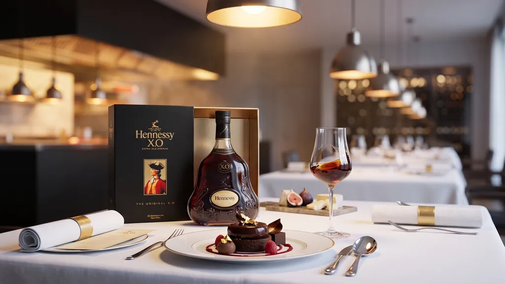 Rượu Hennessy XO 700ml trong bữa tối fine dining cùng món tráng miệng socola