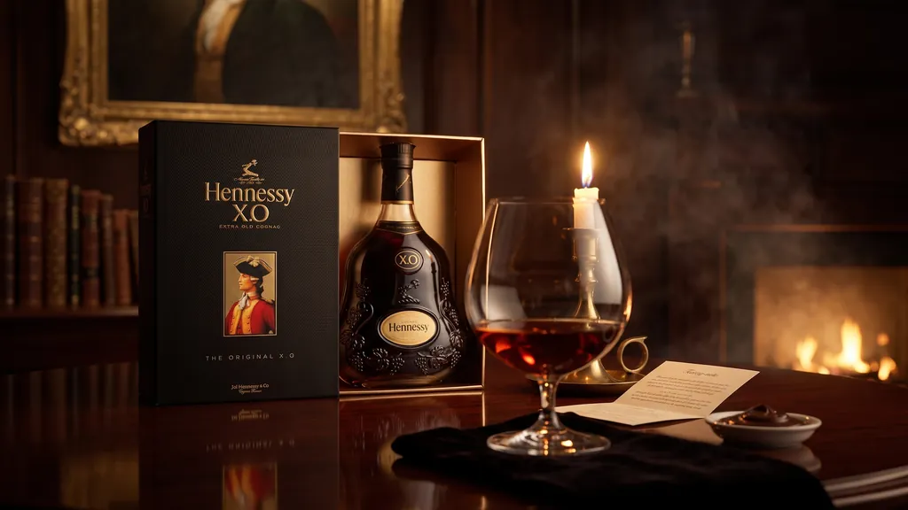 Rượu Hennessy XO Extra Old Cognac 700ML trong phòng thưởng lãm cổ điển bên ly balloon