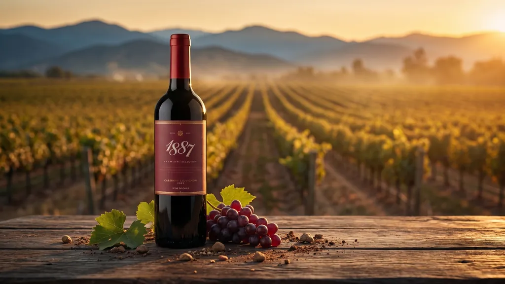 Rượu Vang Đỏ Chile 1887 Premium Selection Cabernet Sauvignon 750ml bên vườn nho Thung lũng Trung tâm Chile