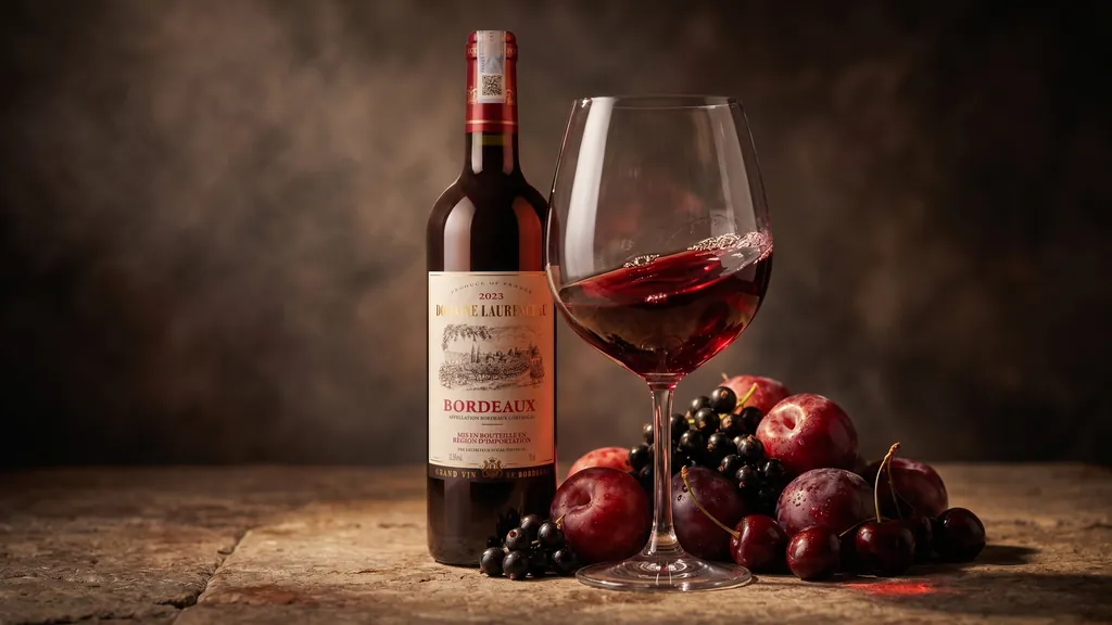 Ly Rượu Vang Đỏ Domaine Laurenceau Bordeaux khoe sắc ruby cùng trái cây chín