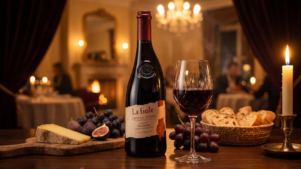 Rượu Vang Đỏ Pháp La Fiole Côtes du Rhône 750ml trong bữa tối ấm cúng