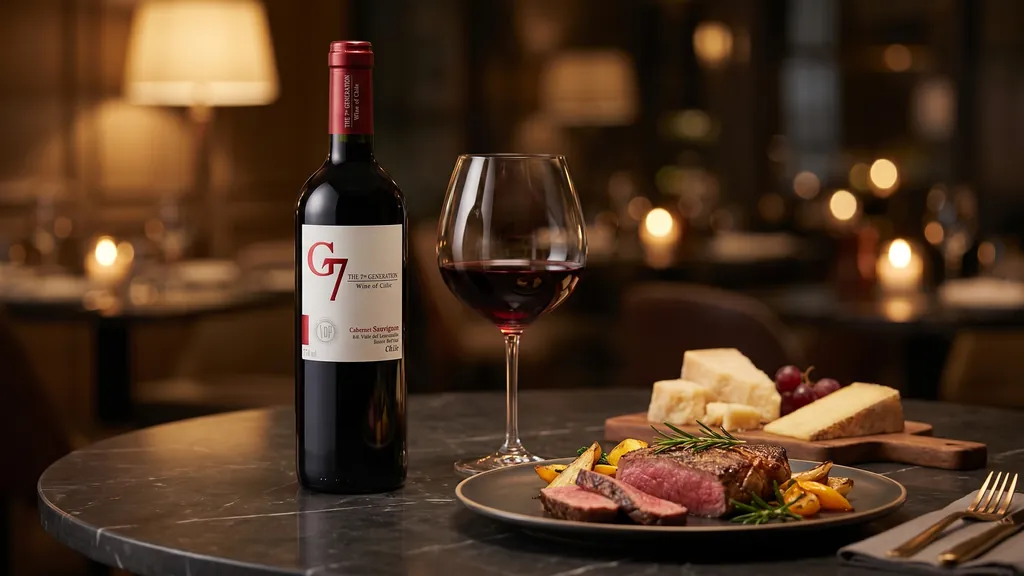 Rượu vang G7 Cabernet Sauvignon kết hợp món bò bít tết và phô mai