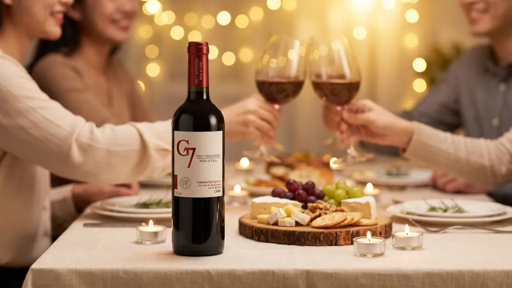 Rượu vang G7 Cabernet Sauvignon trong bữa tiệc sum vầy ấm cúng
