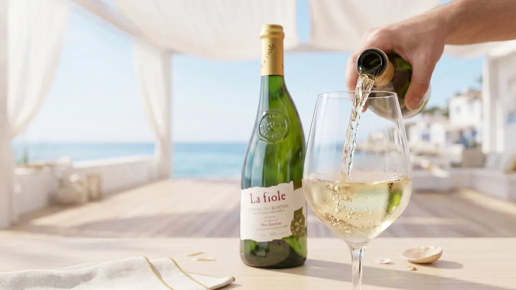 Rót Rượu Vang Trắng Pháp La Fiole Côtes du Rhône ra ly